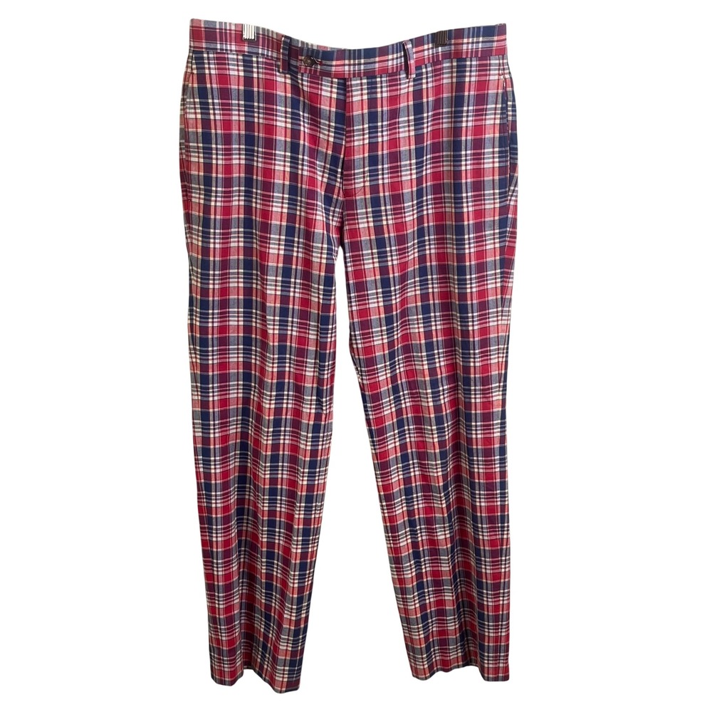 Lauren Ralph Lauren Red‎ Blue Madras Plaid Lightweight Golf Pants Men's 34x30